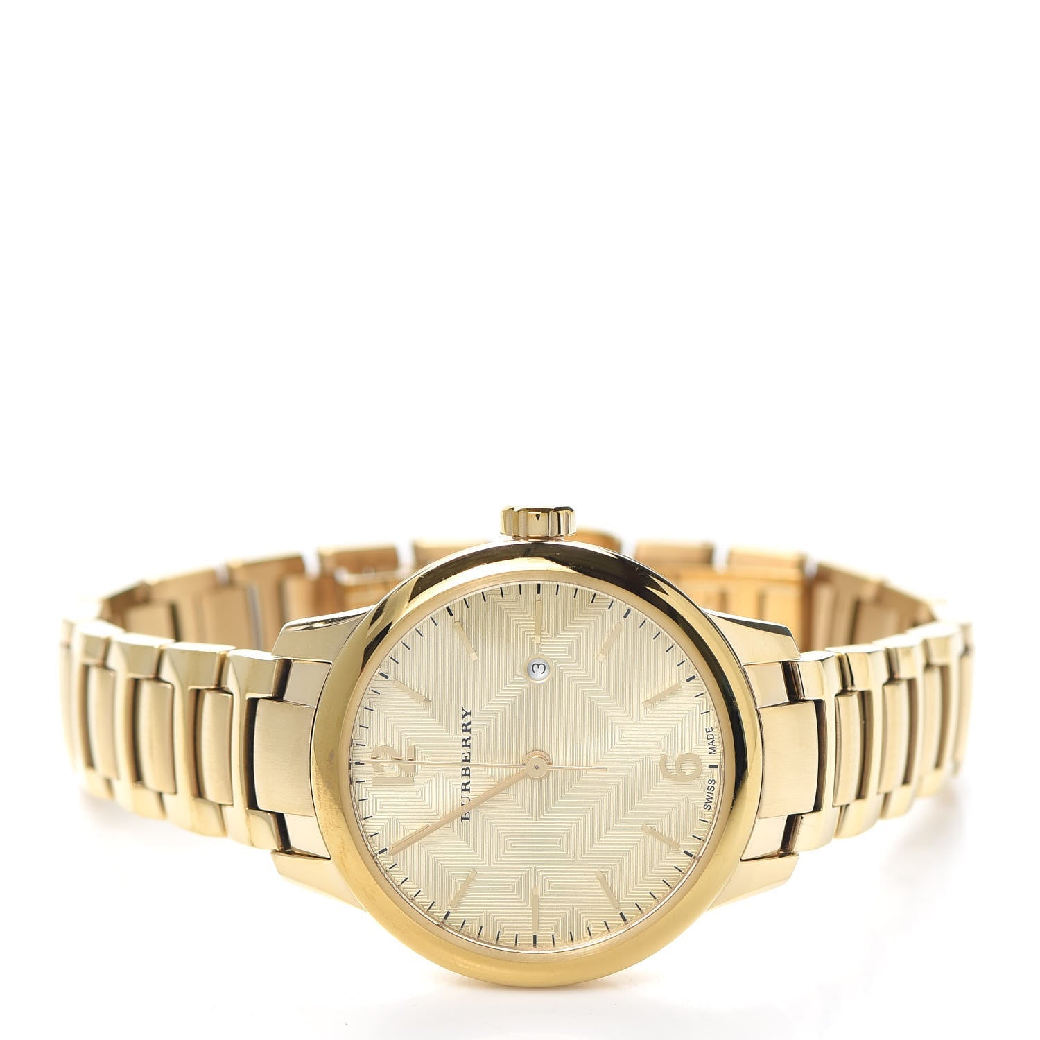 Burberry The Classic Champagne Dial Gold Steel Strap Watch for Women - BU10109