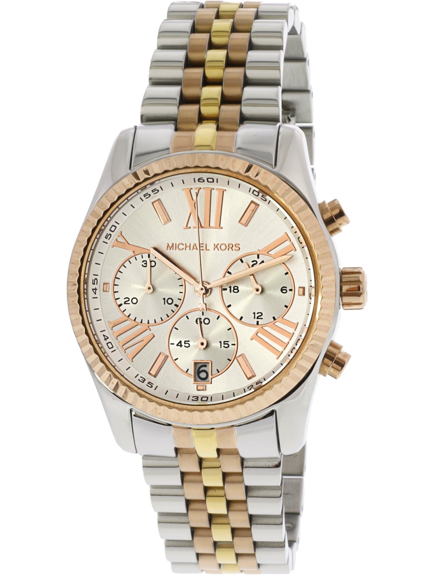 Michael Kors Lexington Chronograph Silver Dial Two Tone Steel Strap Watch for Women - MK5735
