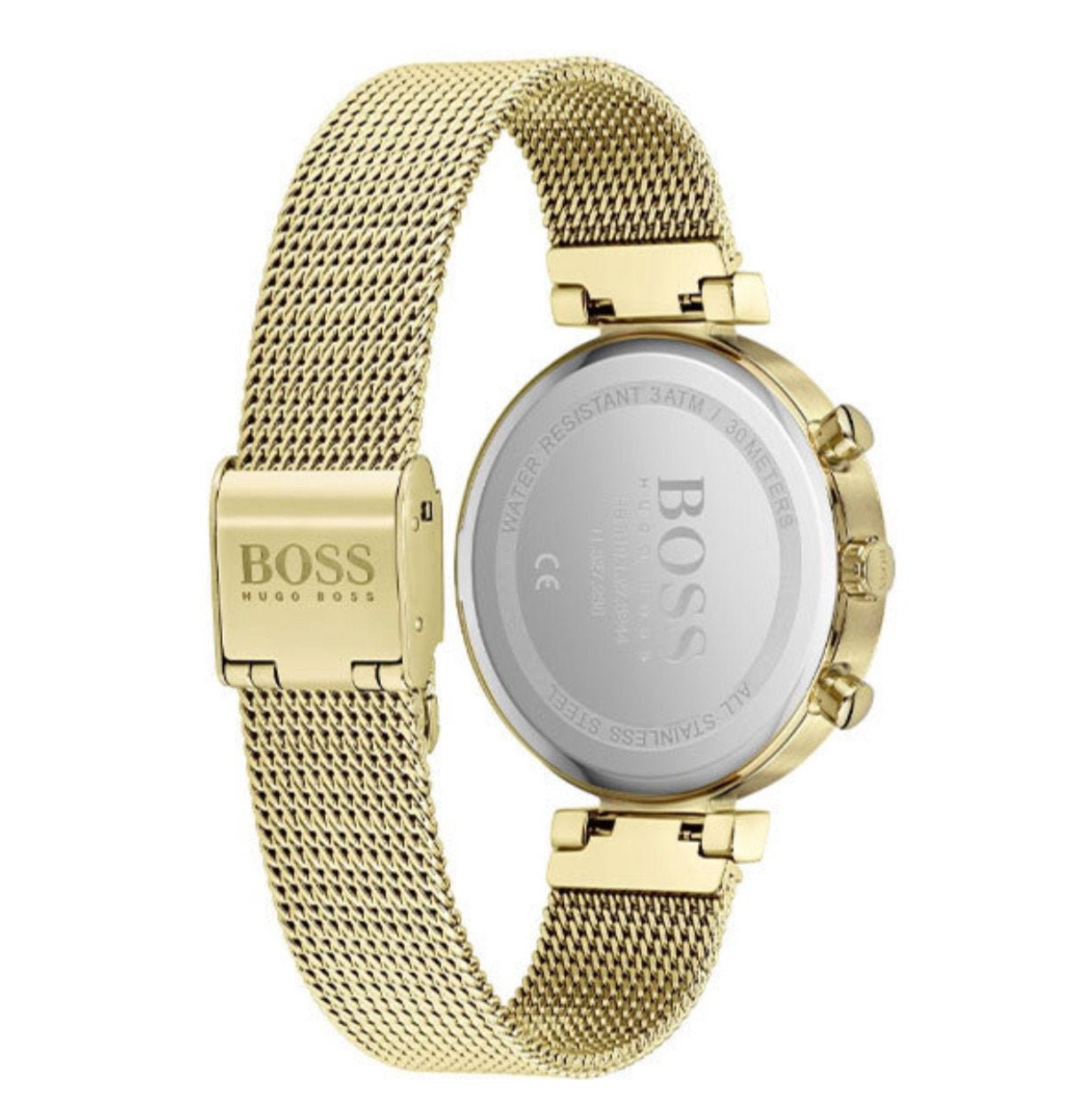 Hugo Boss Flawless White Dial Gold Mesh Bracelet Watch for Women - 1502552