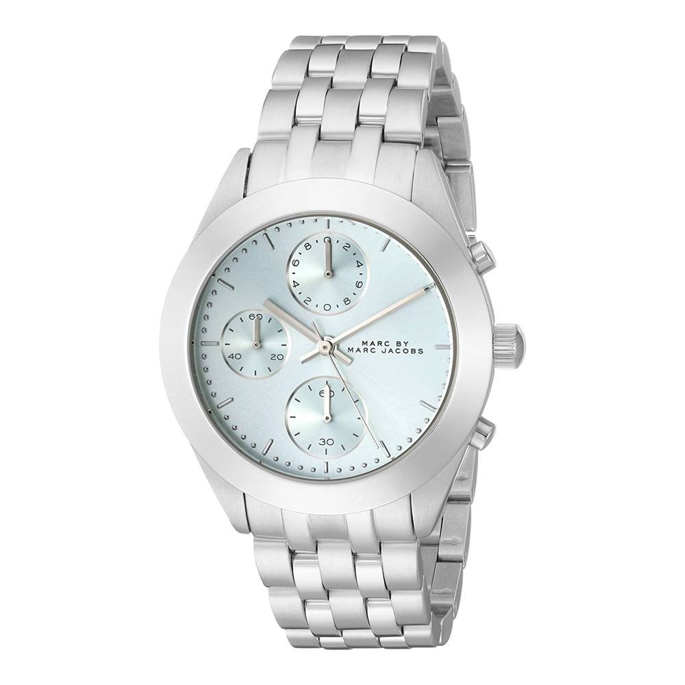 Marc Jacobs Peeker Chronograph Silver Dial Silver Steel Strap Watch for Women - MBM3371