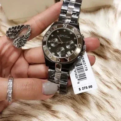 Marc Jacobs Blade Chronograph Black Dial Black Steel Strap Watch for Women - MBM3103