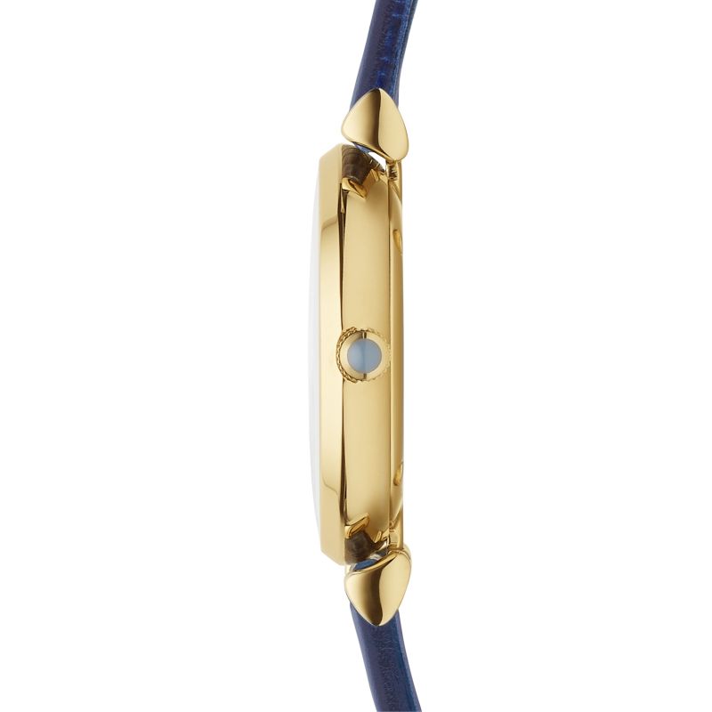 Emporio Armani Gianni T Bar Blue Dial Blue Leather Strap Watch For Women - AR1875