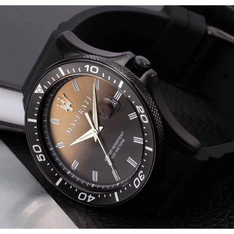 Maserati SFIDA Quartz Black Dial Black Rubber Strap Watch For Men - R8851140001