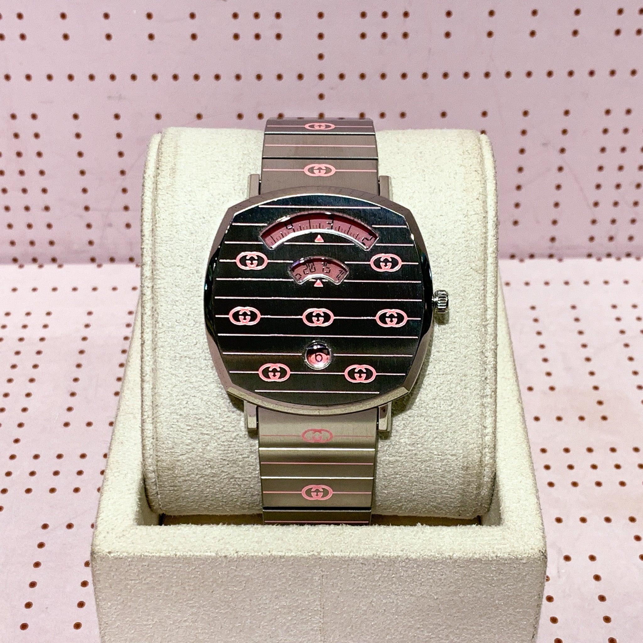 Gucci Grip Quartz Silver Dial Silver Steel Strap Watch For Women - YA157438