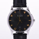 Gucci G Timeless Automatic Black Dial Black Leather Strap Watch For Women - YA126469