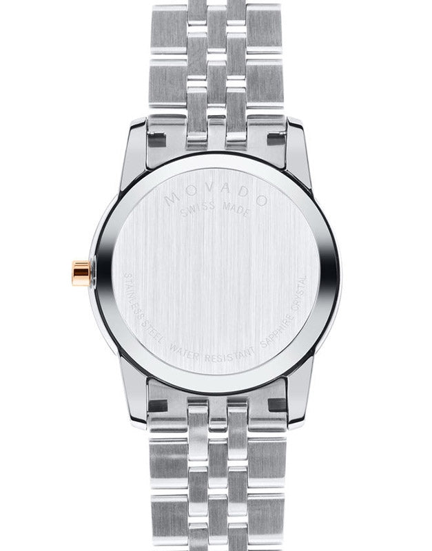 Movado Museum Classic Mother of Pearl White Dial Two Tone Steel Strap Watch for Women - 0607077