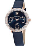 Swarovski Crystal Frost Blue Dial Blue Leather Strap Watch for Women - 5484061
