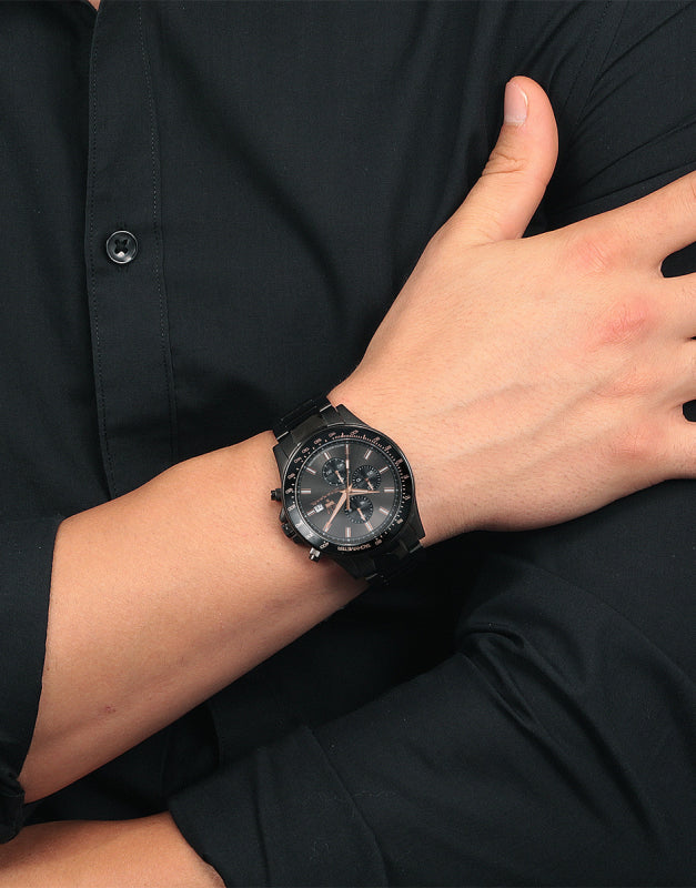 Maserati SFIDA Chronograph Black Dial Black Steel Strap Watch For Men - R8873640011