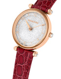 Swarovski Crystalline Wonder Silver Dial Red Leather Strap Watch for Women - 5656905