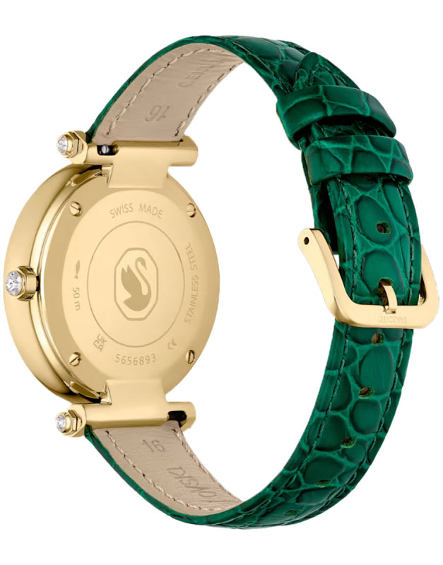 Swarovski Crystalline Wonder Silver Dial Green Leather Strap Watch for Women - 5656893