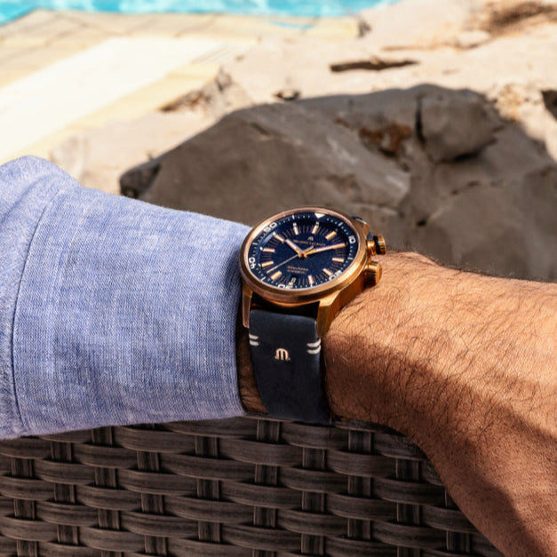 Maurice Lacroix Pontos Divers Limited Edition Blue Dial Blue Leather Strap Watch For Men - PT6248-BRZ0B-430-4