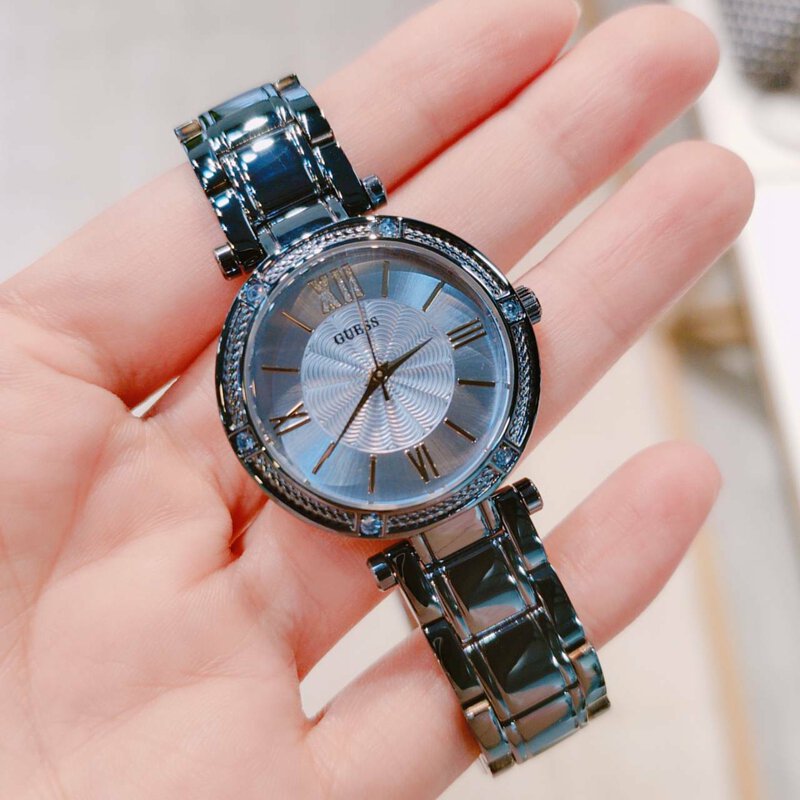 Guess Park Ave Analog Quartz Blue Dial Blue Steel Strap Watch For Women - W0767L4