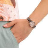 Emporio Armani Gianni T Bar Pink Dial Two Tone Steel Strap Watch For Women - AR11223