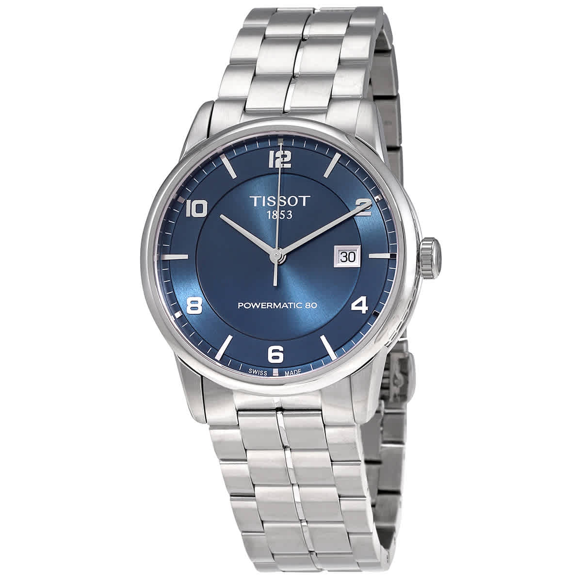 Tissot Luxury Powermatic 80 Blue Dial Silver Steel Strap Watch For Men - T086.407.11.047.00