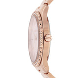 Michael Kors Layton Three Hand Pink Dial Rose Gold Steel Strap Watch For Women - MK6848