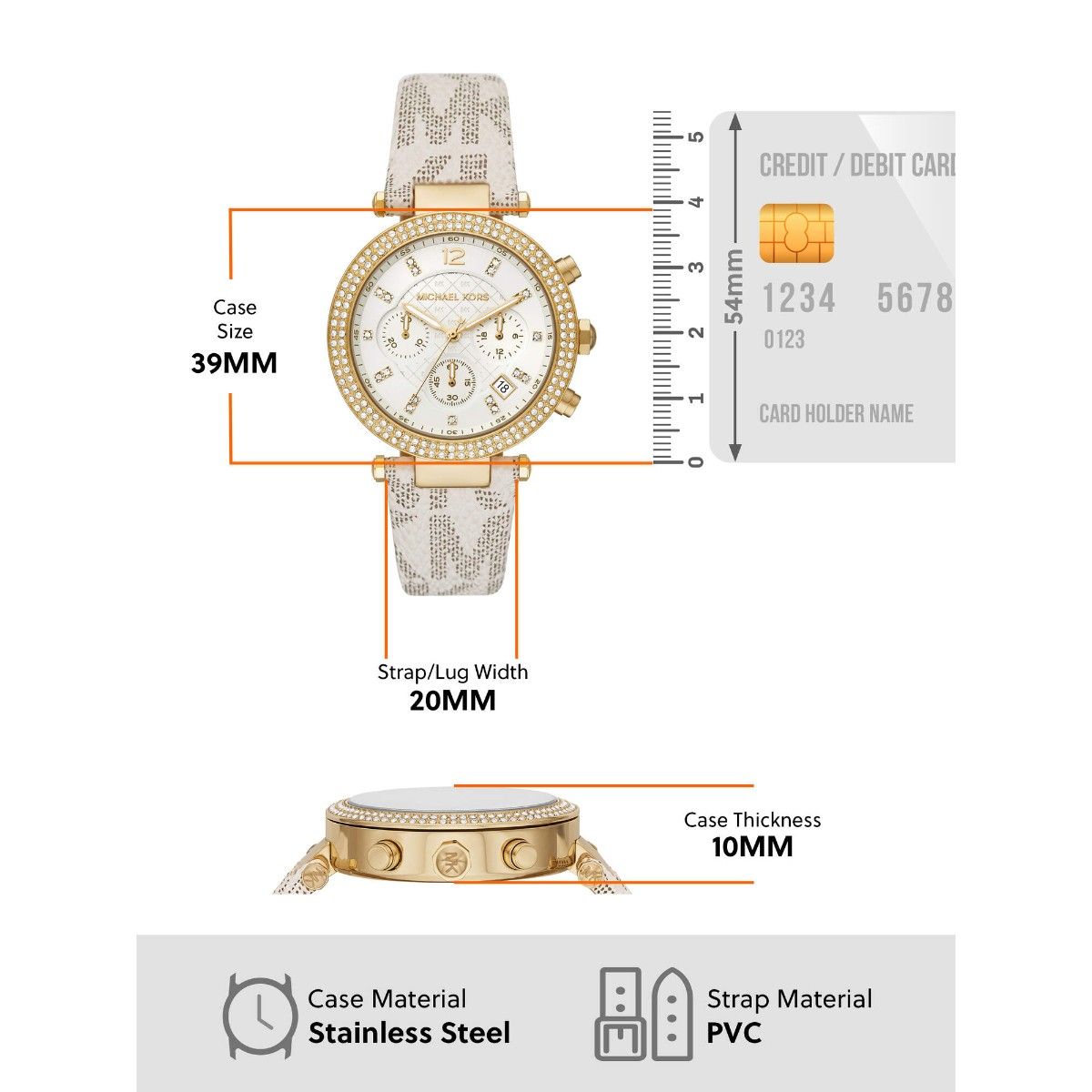Michael Kors Parker Chronograph White Dial White Leather Strap Watch For Women - MK6916