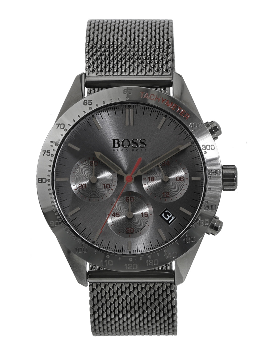 Hugo Boss Talent Gunmetal Dial Grey Mesh Bracelet Watch for Men - 1513637