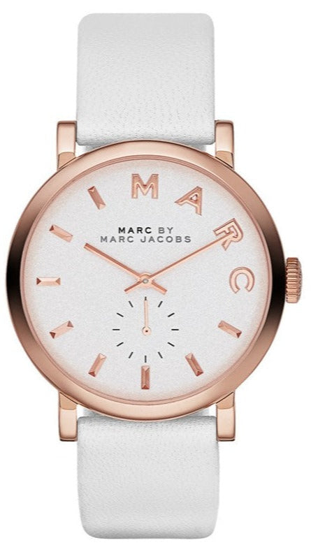Marc Jacobs Baker White Dial White Leather Strap Watch for Women - MBM1284