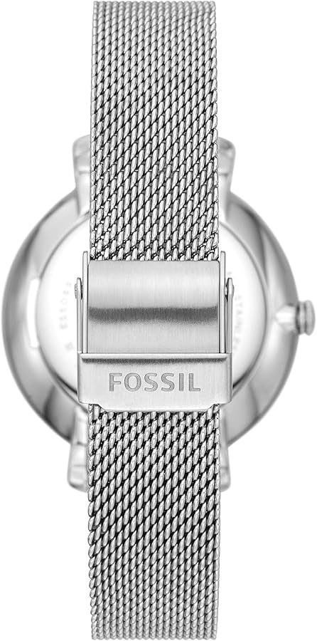 Fossil Jacqueline Three Hand Pink Dial Silver Mesh Strap Watch for Women - ES5089