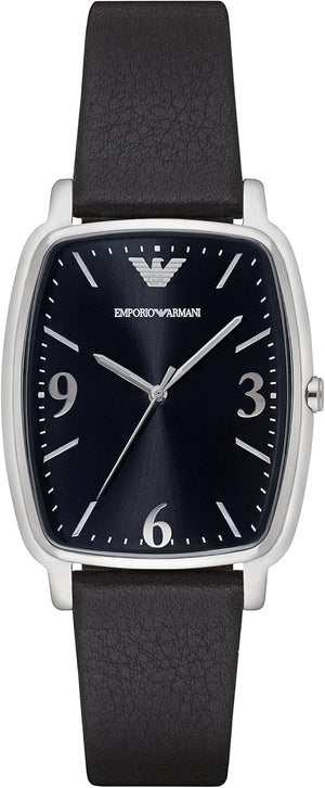 Emporio Armani Epsilon Quartz Black Dial Black Leather Strap Watch For Men - AR2490