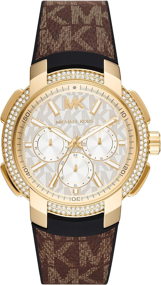 Michael Kors Sidney Multifunction White Dial Brown Leather Strap Watch For Women - MK6948