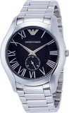 Emporio Armani Valente Quartz Black Dial Silver Steel Strap Watch For Men - AR11086