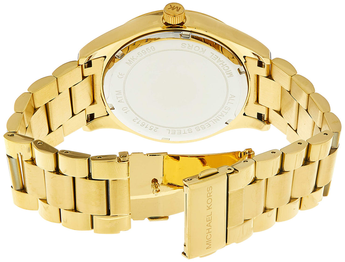 Michael Kors Layton Chronograph Gold Dial Gold Steel Strap Watch for Women - MK5959