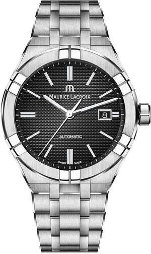 Maurice Lacroix Aikon Automatic Black Dial Silver Steel Strap Watch For Men - AI6008-SS002-330-1