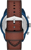 Fossil Bronson Chronograph Luggage Blue Dial Brown Leather Strap Watch for Men - FS5829