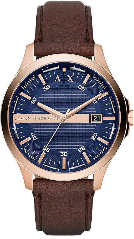 Armani Exchange Hampton Chronograph Blue Dial Brown Leather Strap Watch For Men - AX2172