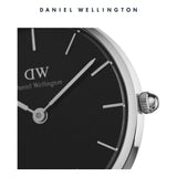 Daniel Wellington Petite Sterling Black Dial Brown Leather Strap Watch For Women - DW00100178