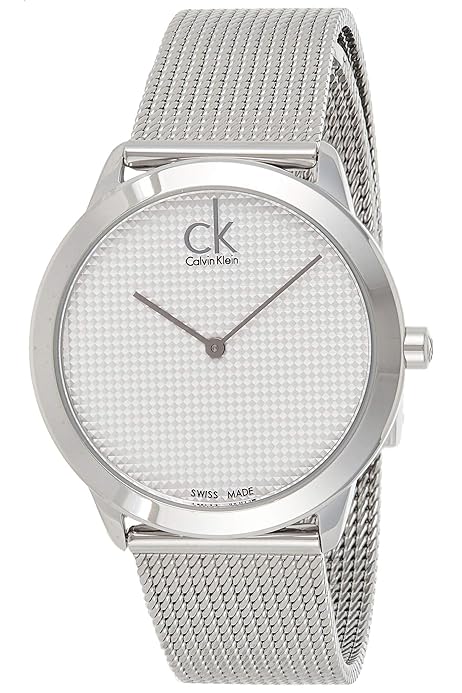 Calvin Klein Minimal White Dial Silver Mesh Bracelet Watch for Men - K3M2112Y