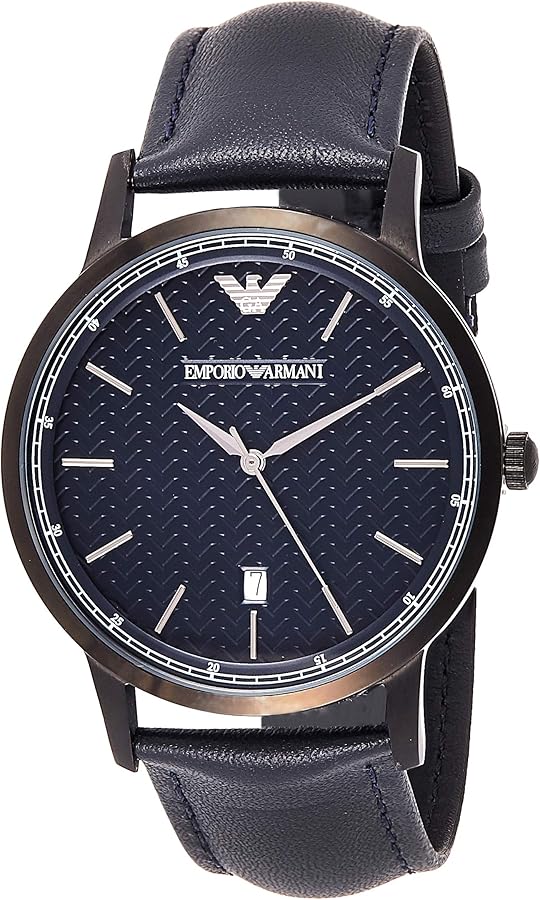Emporio Armani Renato Blue Dial Blue Leather Strap Watch For Men - AR2479