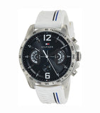 Tommy Hilfiger Multifunction Black Dial White Rubber Strap Watch for Men - 1791475