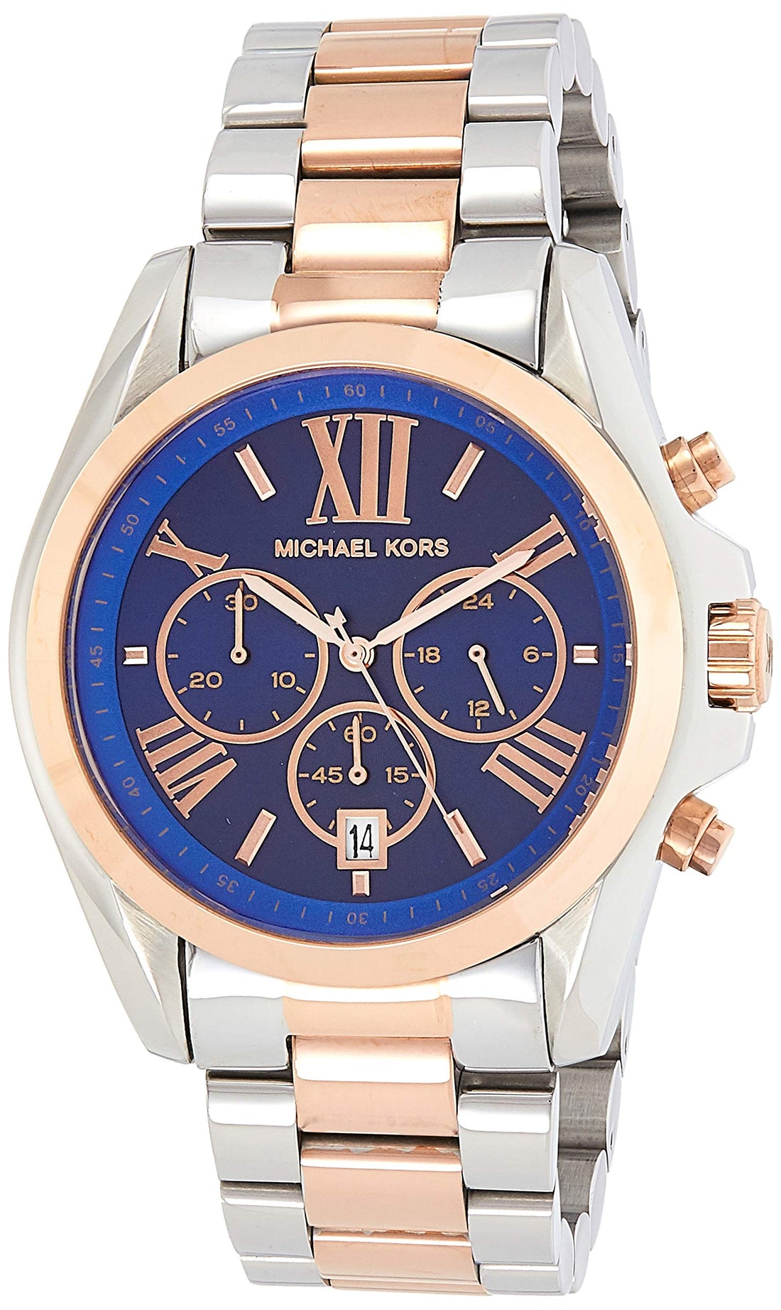 Michael Kors Bradshaw Blue Dial Two Tone Steel Strap Watch for Women - MK5606