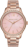 Michael Kors Layton Three Hand Pink Dial Rose Gold Steel Strap Watch For Women - MK6848