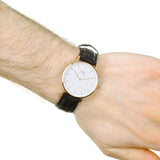 Daniel Wellington Classic Reading White Dial Black Leather Strap Watch For Women - DW00100041