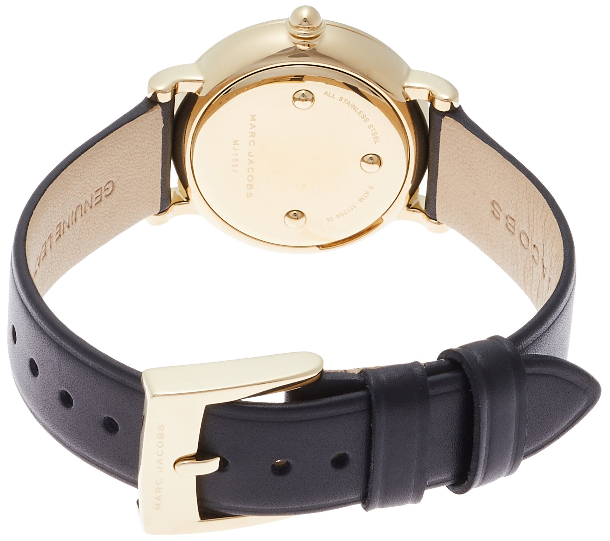 Marc Jacobs Roxy White Dial Black Leather Strap Watch for Women - MJ1537