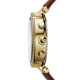 Michael Kors Parker Champagne Gold Dial Brown Leather Strap Watch for Women - MK2249