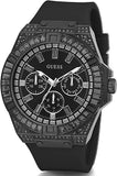 Guess Zeus Multifunction Crystals Black Dial Black Silicone Strap Watch For Men - GW0208G5