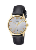Gucci G-Timeless Mother of Pearl Dial Black Leather Strap Watch For Women - YA126589