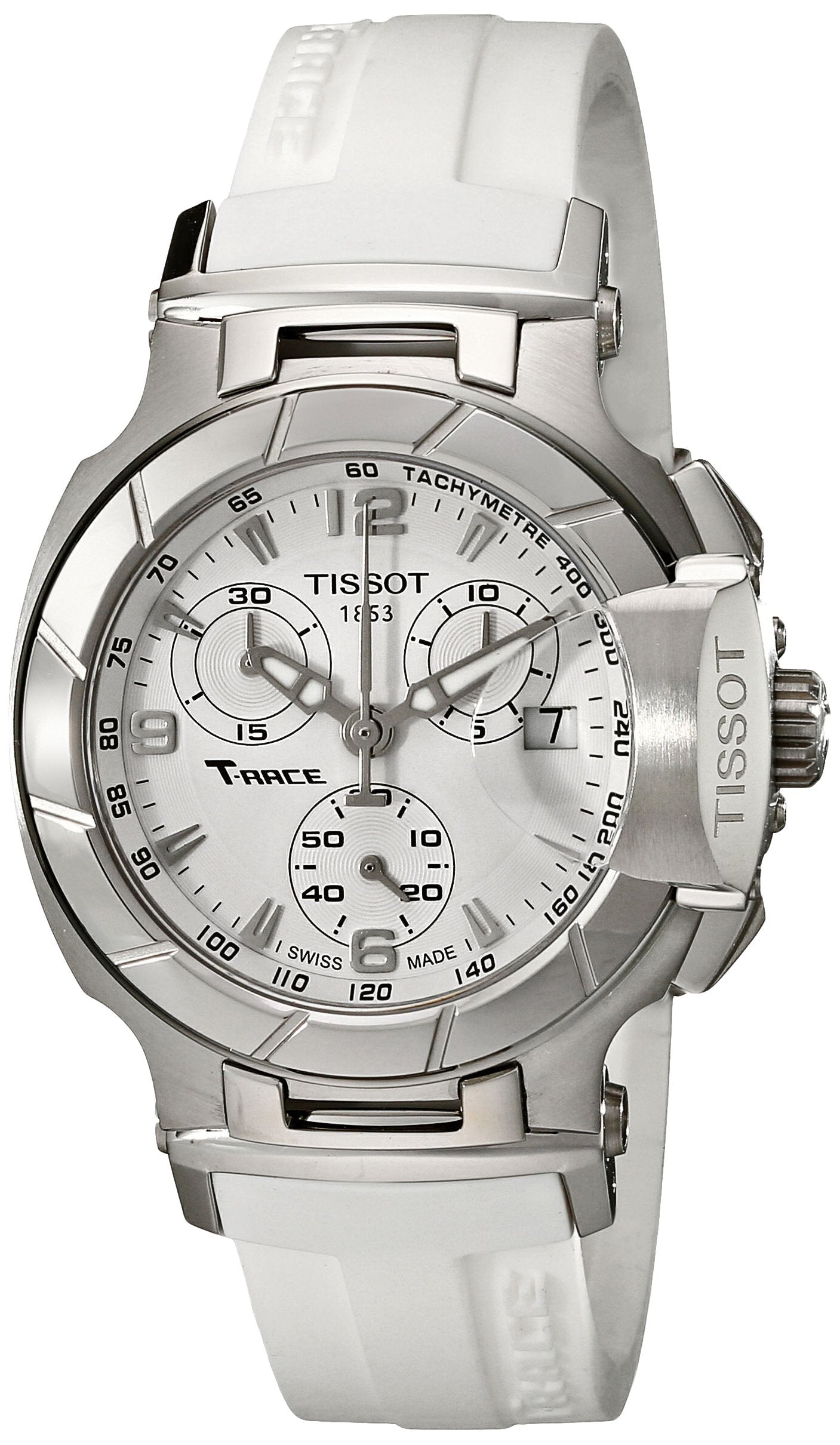Tissot T Race Lady Chronograph White Dial White Rubber Strap Watch for Women - T048.217.17.017.00