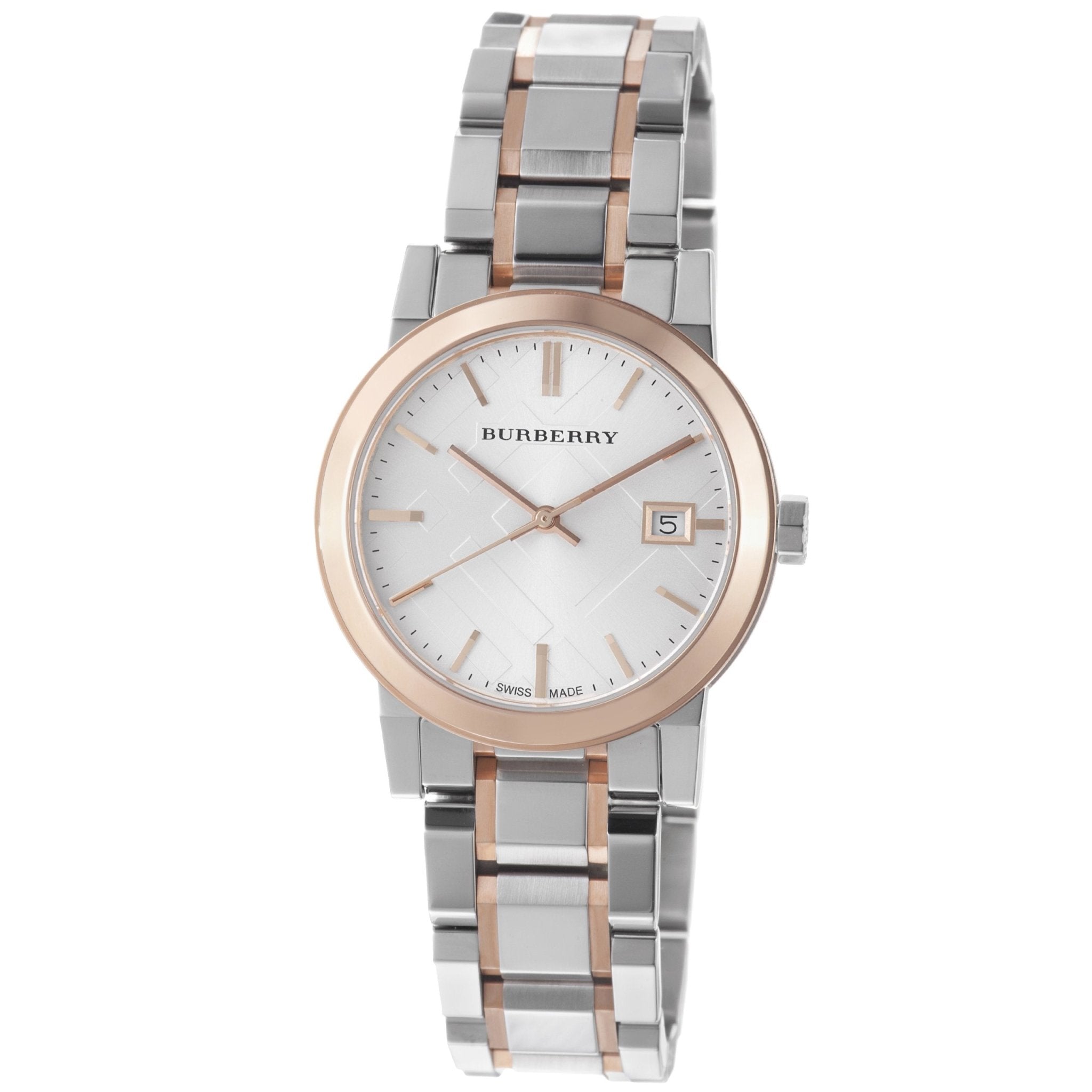 Burberry The City White Dial Two Tone Steel Strap Watch for Women - BU9105