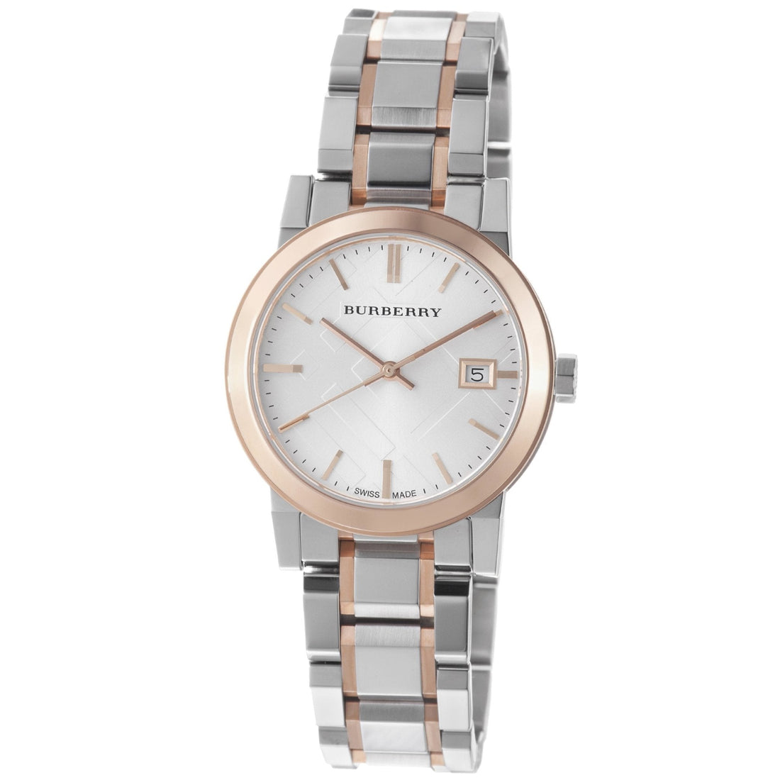 Burberry The City White Dial Two Tone Steel Strap Watch for Women - BU9105
