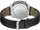 Hugo Boss Chronograph Black Dial Black Leather Strap Watch for Men - 1513864