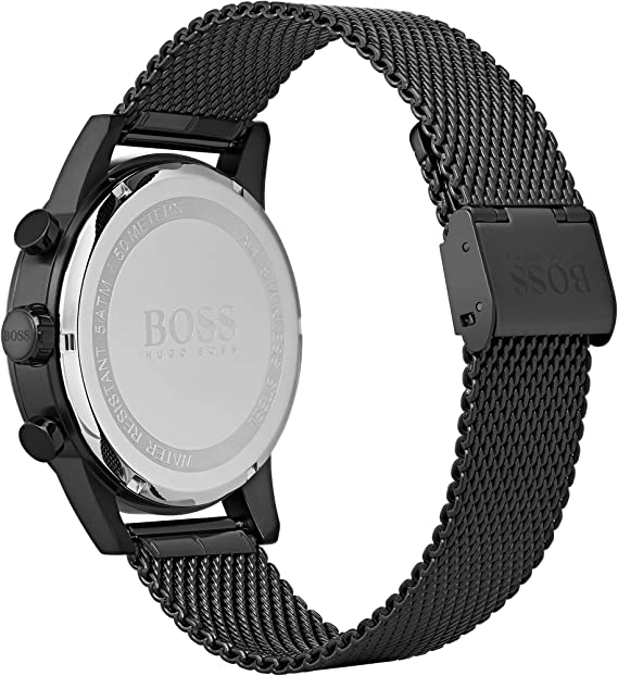 Hugo Boss Associate Black Dial Black Mesh Bracelet Watch for Men - 1513769