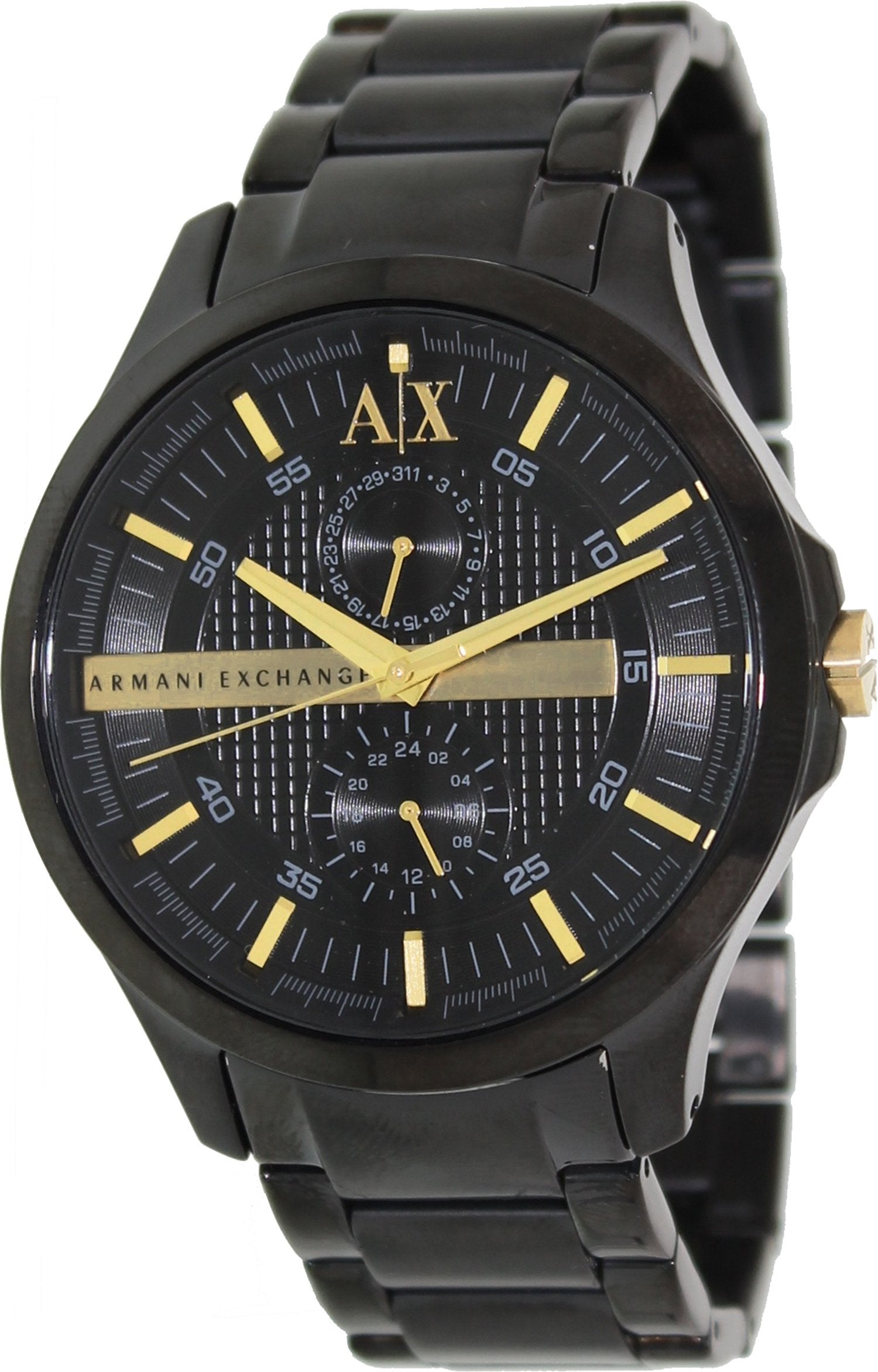 Armani Exchange Hampton Chronograph Black Dial Black Steel Strap Watch For Men - AX2121