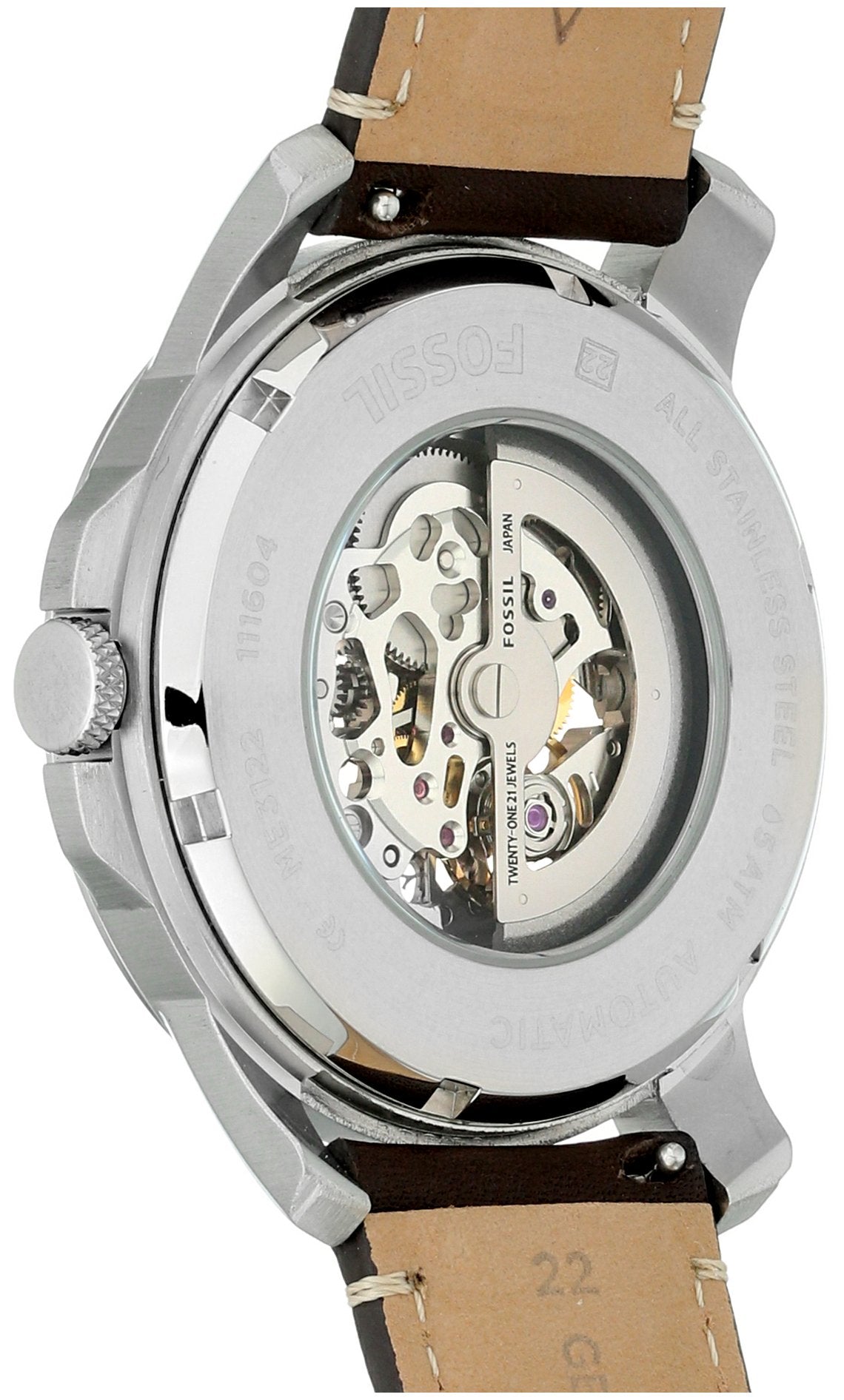 Fossil Grant Chronograph Cream Dial Brown Leather Strap Watch for Men - ME3122