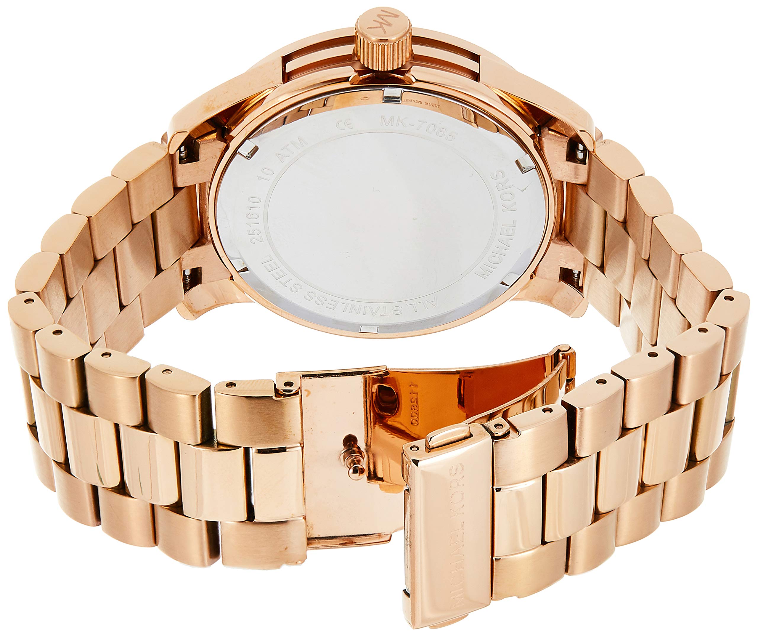 Michael Kors Runway Blue Dial Rose Gold Stainless Steel Strap Watch for Women - MK7065