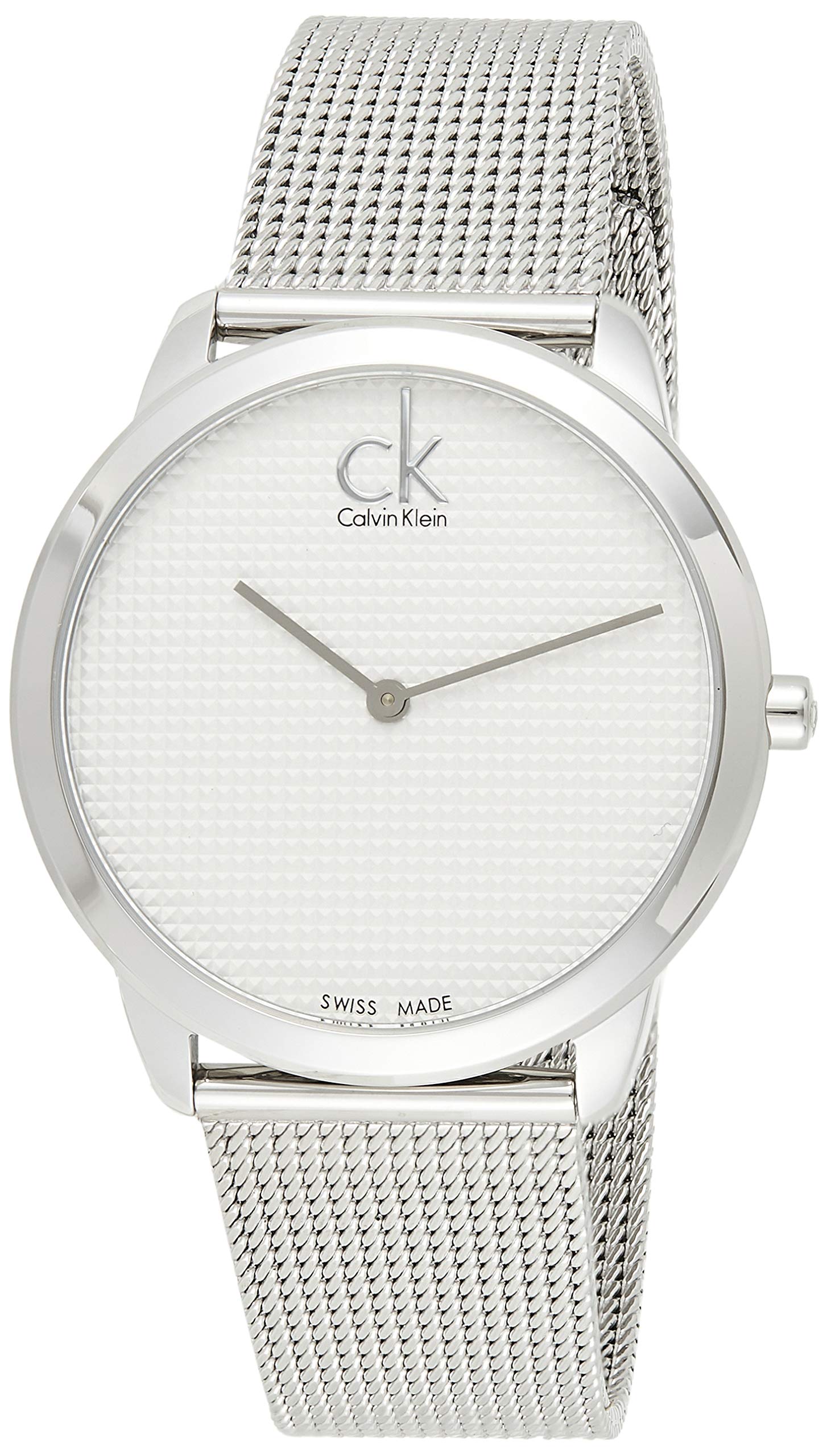 Calvin Klein Minimal White Dial Silver Mesh Bracelet Watch for Men - K3M2112Y